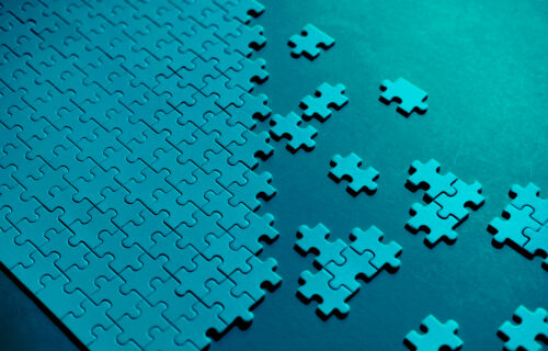 Blue jigsaw puzzle pieces