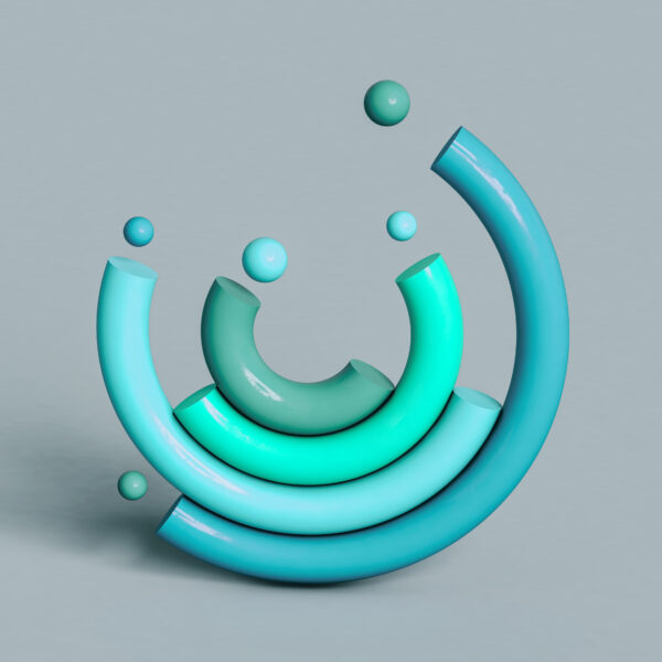 3d render of blue rounded financial chart