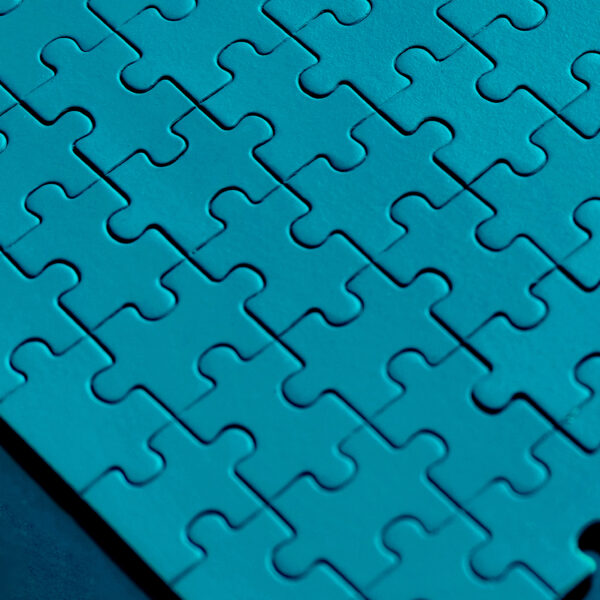 Blue jigsaw puzzle pieces