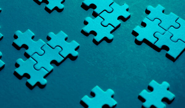 Blue jigsaw puzzle pieces