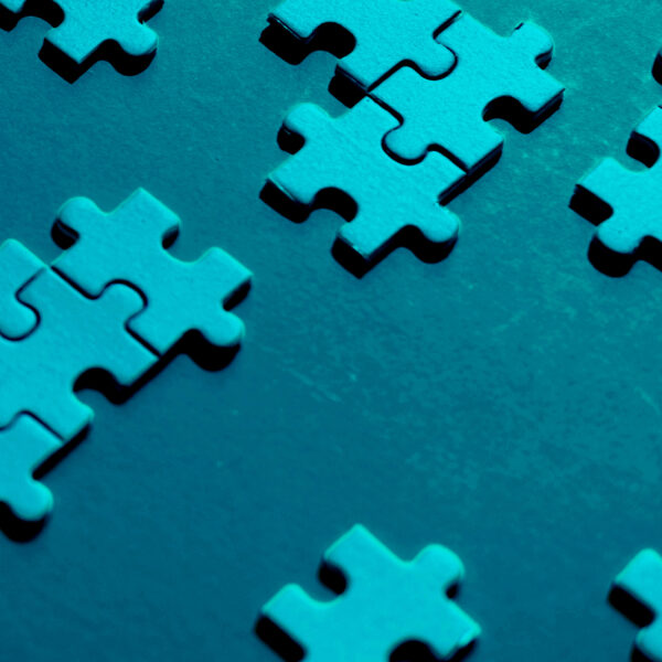 Blue jigsaw puzzle pieces