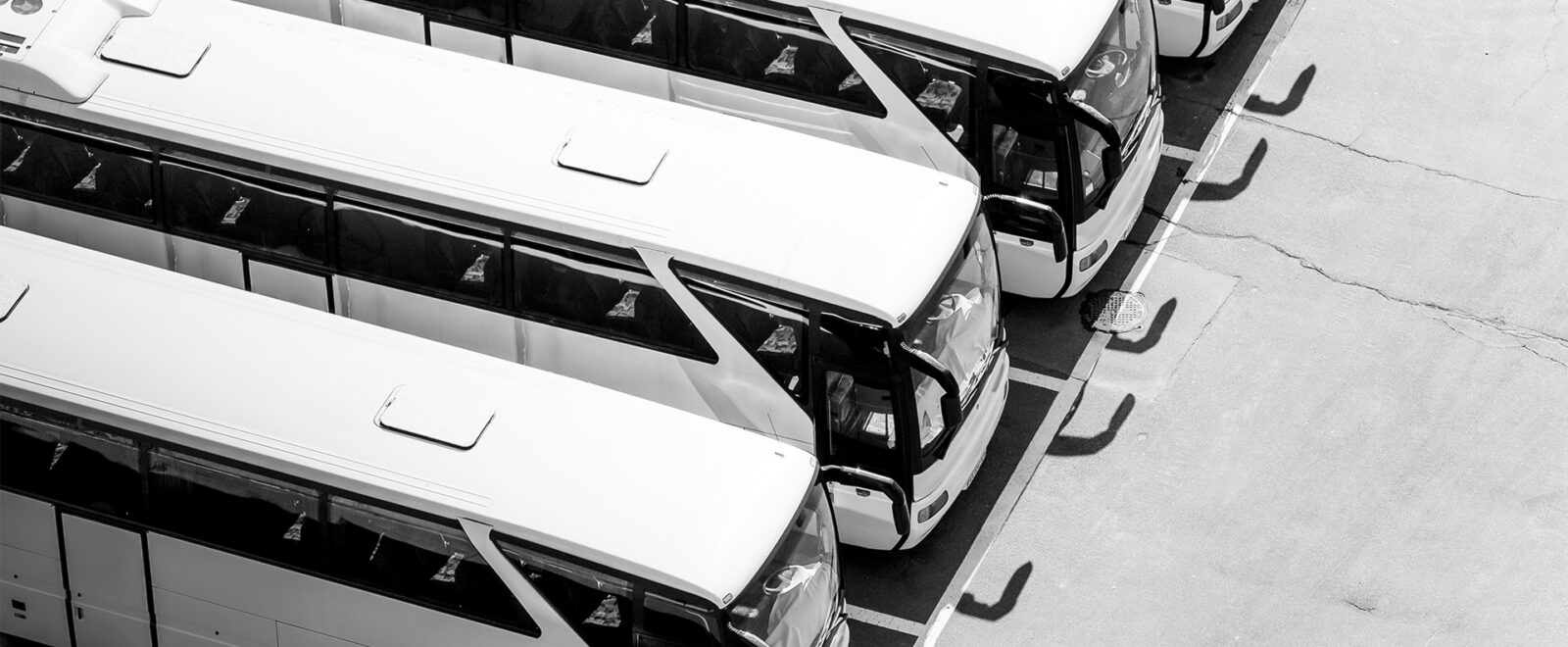 Coaches and buses with air conditioning unit shown on one