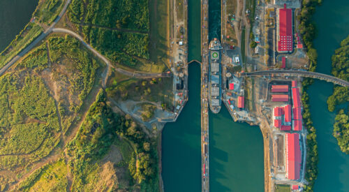 Aerial view of the Panama Canal