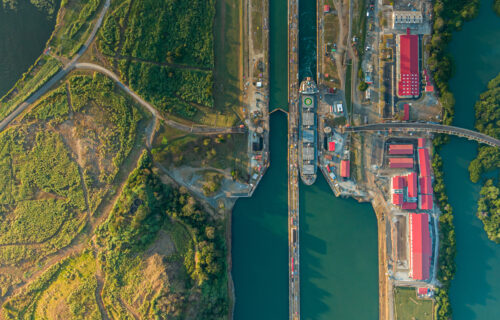 Aerial view of the Panama Canal