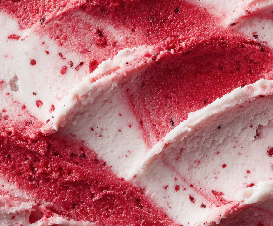 A close-up of raspberry ripple ice cream